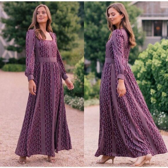 Gal Meets Glam Collection Freya Square Neck Printed Maxi Dress 6 - Picture 1 of 13